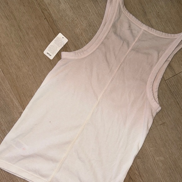 Cream Ribbed Scoop Neck Tank Top - Picture 6 of 7